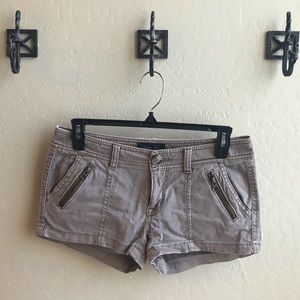 Taupe brown shorts with zippers